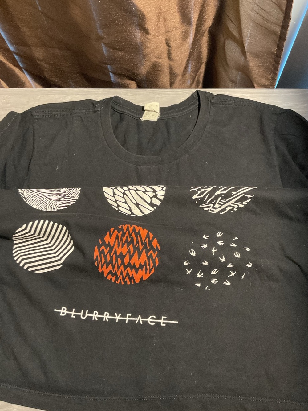 Hot Topic Twenty One Pilots Black Graphic Tee with White and Orange Prints - Picture 2 of 2